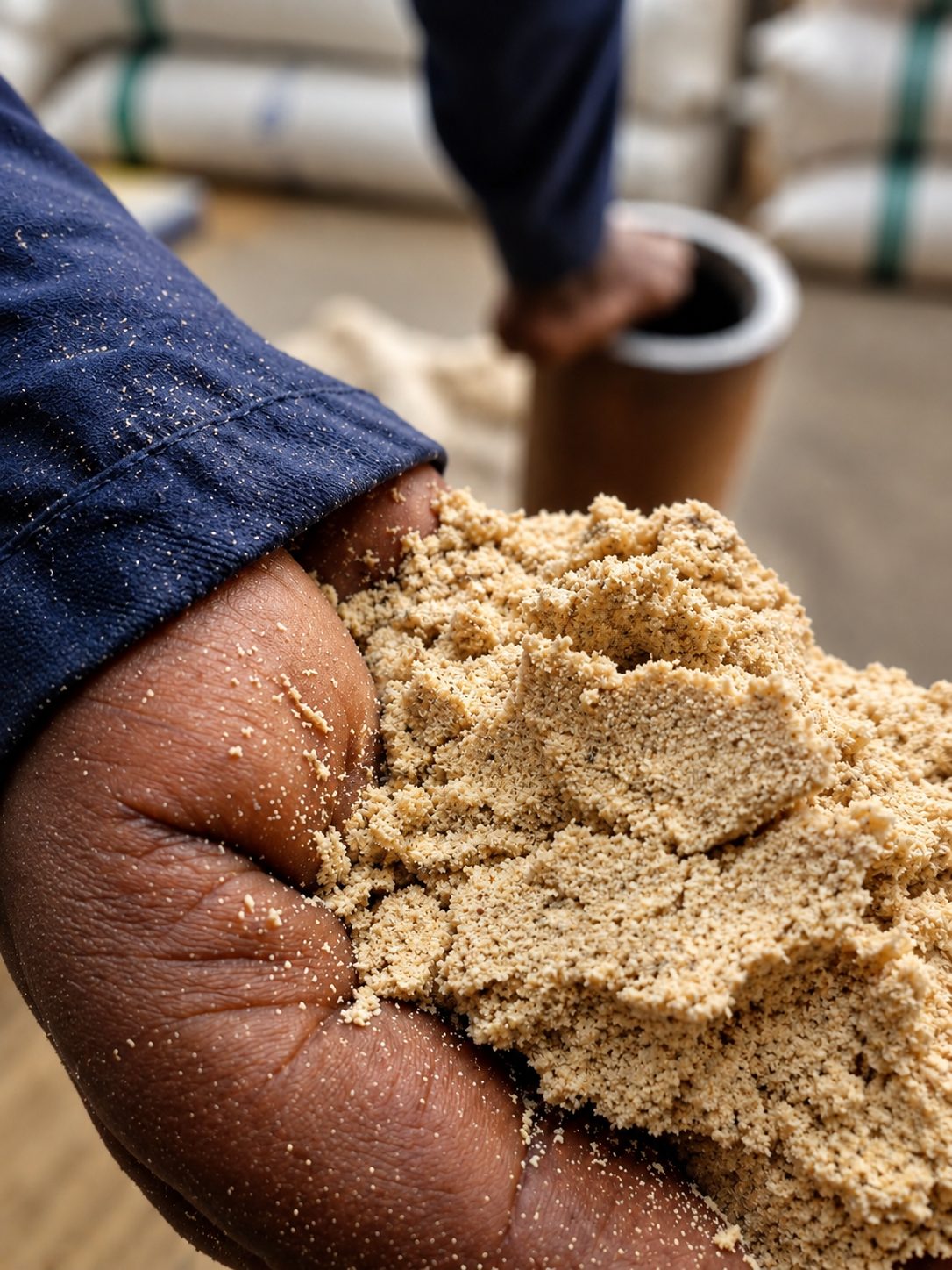 Wheat bran texture shown in the hand